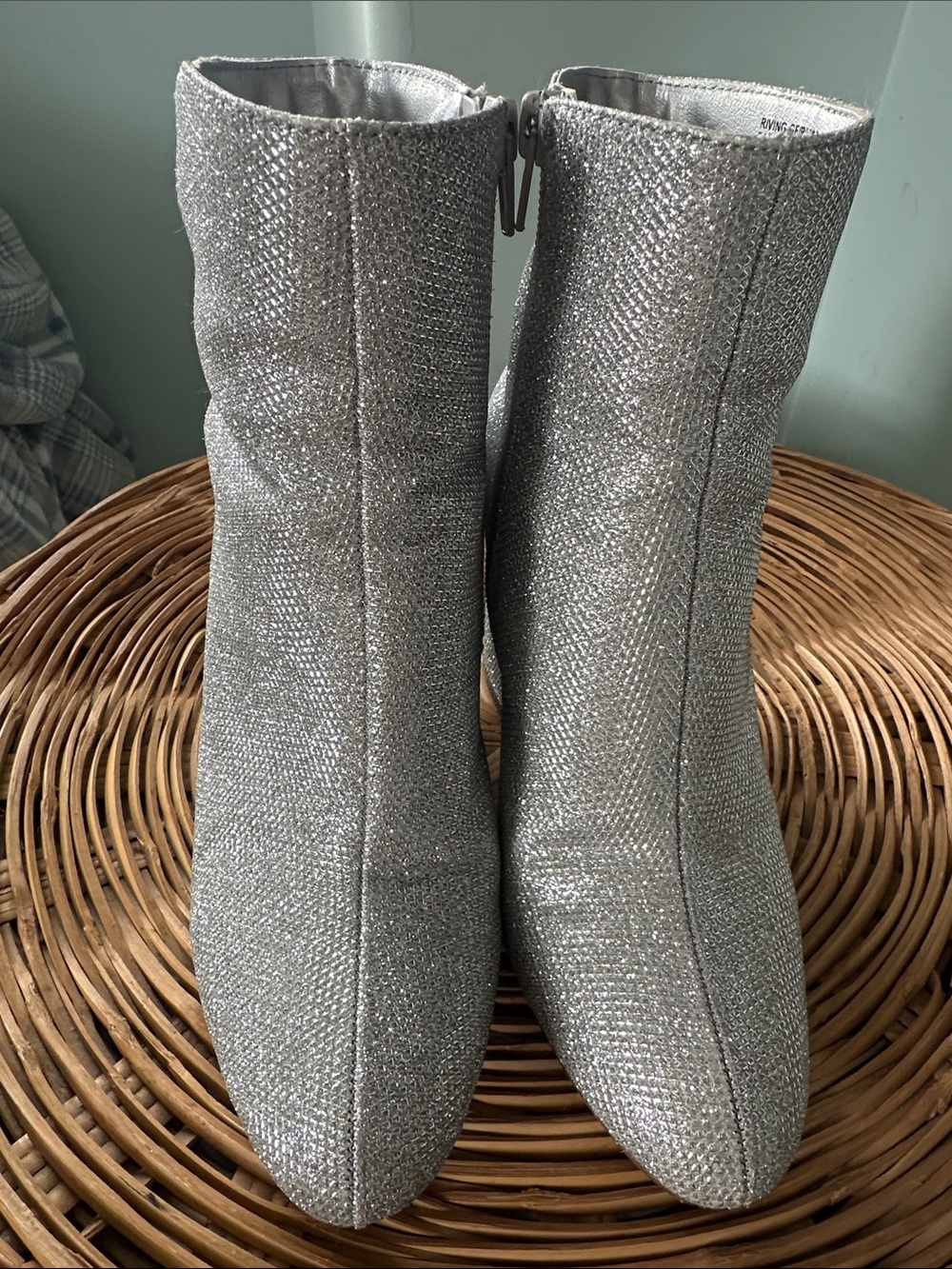 Madden Girl Silver Glitter Pointed Toe Ankle Boots